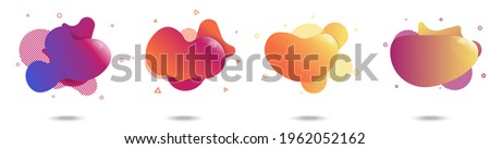 Abstract colorful blobs set.Set of isolated abstract aqua spot with gradient or dynamic color.Abstract liquid shape. Fluid design. Isolated gradient waves with geometric lines,Vector illustration.