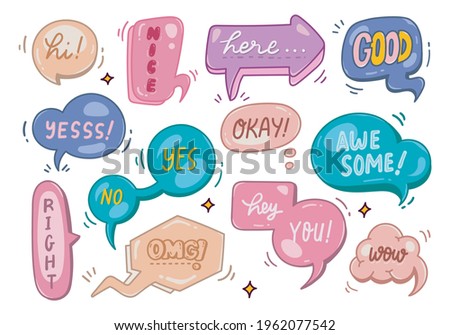 Cute pastel colors speech bubble doodle vector illustration