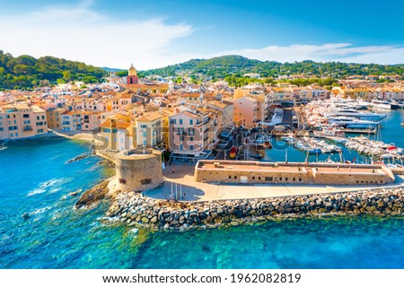 View of the city of Saint-Tropez, Provence, Cote d'Azur, a popular travel destination in Europe Royalty-Free Stock Photo #1962082819