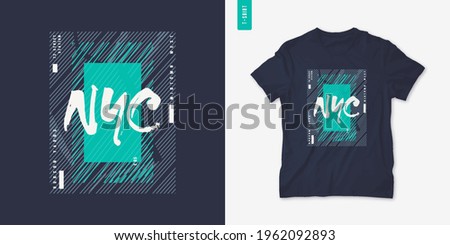 New York City. Graphic mens dynamic t-shirt design, poster, typography. Vector illustration.