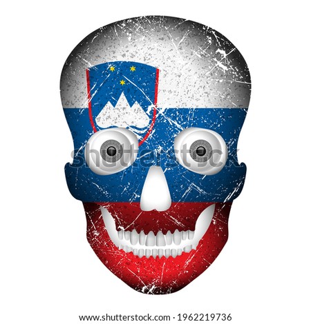 Skull flag Slovenia on a white background. Vector illustration.