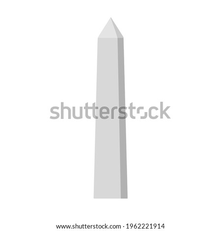 Obelisk. White stone monument. Historical monument. High pillar memorial and column. Flat illustration isolated on white Royalty-Free Stock Photo #1962221914