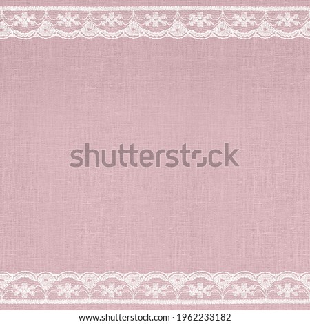White Lace on Pastel Pink Linen Texture