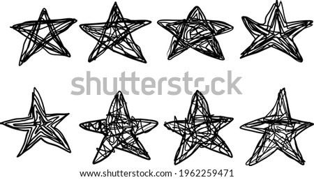 Set of 8 star shaped scribbles.