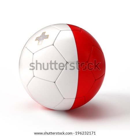 Soccer ball with Malta flag isolated on white