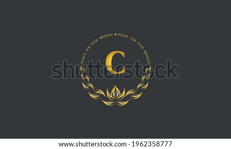 Emblem of an elegant refined monogram for heraldry of hotel, restaurant, business, presentation and much more. Vector logo illustration with letter C.