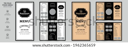Vector Tri-fold Food Menu Brochure Template, simple style and modern layout