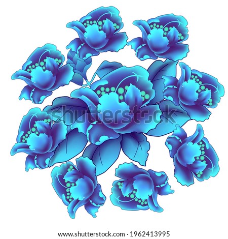 Pattern Camellia exotic flower. Vector illustration. Use printed materials, signs, objects, websites, maps.