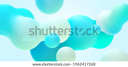 Gradient background with turquoise metaball shapes. Morphing colorful blobs. Vector 3d illustration. Abstract 3d background. Liquid colors. Banner or sign design Royalty-Free Stock Photo #1962417268