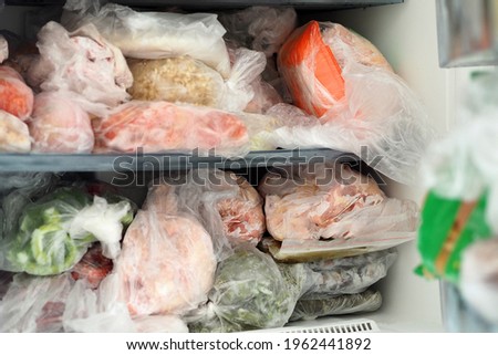 close-up frozen food home, frozen vegetable and food stocks,
