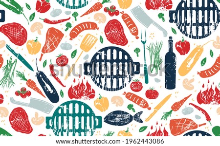 Seamless Pattern with Barbecue. Vector illustration.