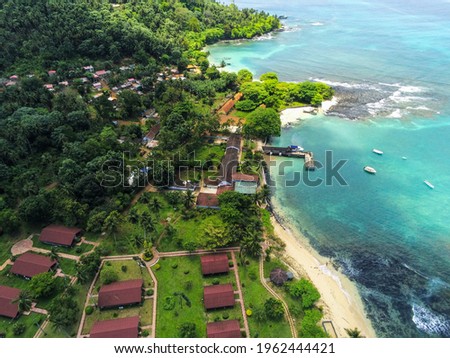 Aerial view from Ilheu das Rolas in São Tomé e Principe,Africa Royalty-Free Stock Photo #1962444421