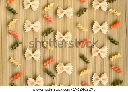 
Background concept with colorful and vegetable pastas
