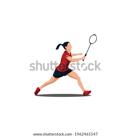 women badminton get ready to receive the shuttlecock from the opponent  - women are playing badminton defense with receiving shuttlecock isolated on white