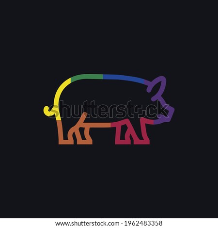 Pig fish colorful icon illustration vector concept
