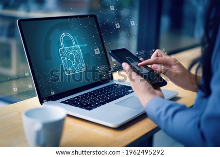 CYBER SECURITY Business  technology Antivirus Alert Protection Security and Cyber Security Firewall Cybersecurity and information technology Royalty-Free Stock Photo #1962495292