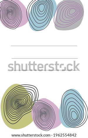 Abstract texture  background template with grey line circles and pastel colour spots. Vector illustration, isolated.
