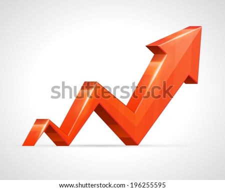 Red 3d shiny arrow move up business vector background 