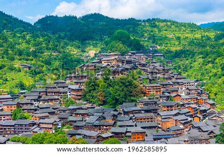 1000 households in Miao village in Xijiang, Qiandongnan, Guizhou Province, China