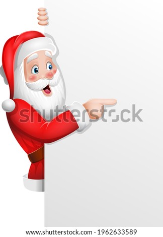Cartoon santa claus showing a blank sign