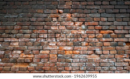 Red brick wall background, Red brick wall texture grunge background with vignetted corners to interior design