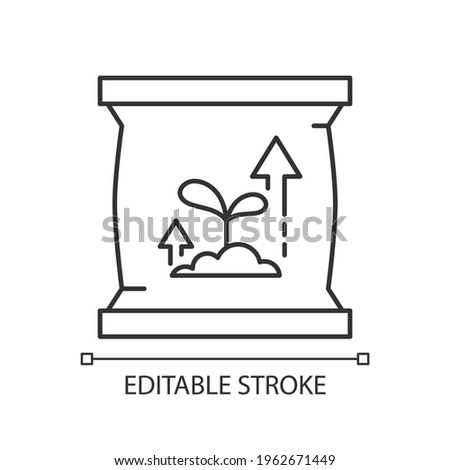 Fertilizers linear icon. Natural or synthetic origin that is applied to soil or to plant tissues. Thin line customizable illustration. Contour symbol. Vector isolated outline drawing. Editable stroke Royalty-Free Stock Photo #1962671449