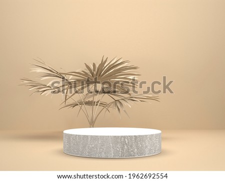 abstract template as presentation stage with leaf in front of background - 3D Illustration