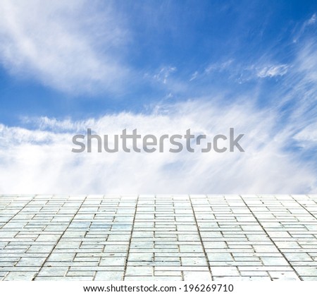 paving stone on a background of blue sky