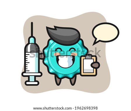 Mascot Illustration of bottle cap as a doctor, cute style design for t shirt, sticker, logo element