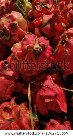 Red stack of Dragon fruits