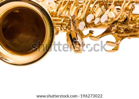  Fragment saxophone on a white background