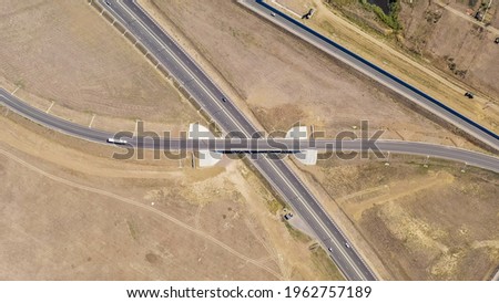 Crimea, Primorsky. New highway Tavrida. Car interchange, Aerial View, HEAD OVER SHOT  