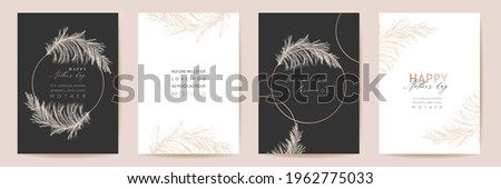 Mothers day luxury floral greeting set. Vector foliage design for Mother party. Watercolor pampas grass template. Woman spring card. Modern poster, Mom banner postcard, Nature curve flyer Royalty-Free Stock Photo #1962775033