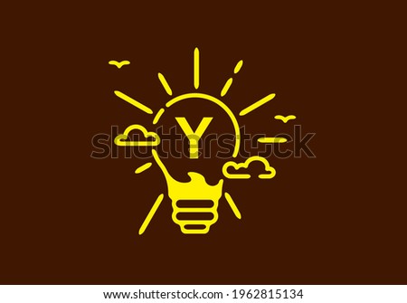 Yellow color of Y initial letter in bulb shape with dark background design