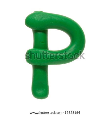 Colour plasticine letter isolated on a white background - green P