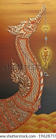Thai Pattern Design on wall ,Traditional Ornament Paint on Temple wall 