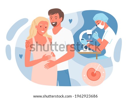In vitro fertilization with parents people, pregnant wife standing together with husband Royalty-Free Stock Photo #1962923686