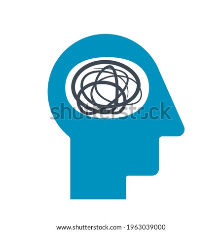 Depressed mind simple icon. Clipart image isolated on white background.