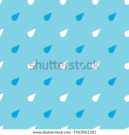 Blue and white raindrops on blue background seamless pattern. Vector illustration.