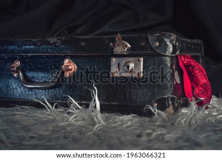 old suitcase with red panties