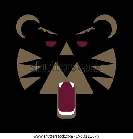 Red Eye Angry Bear Black Head Logo for Shirt Design Ready to Print