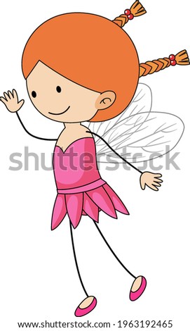Simple cartoon character of a little fairy isolated illustration