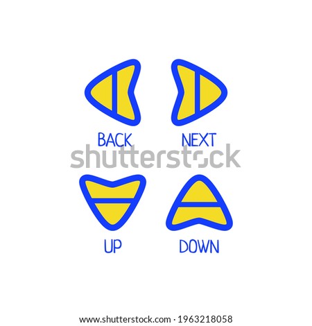 flat simple arrow vector. Yellow and blue color.