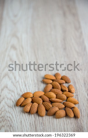 almonds laid out in the shape of heart