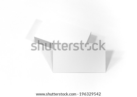 Business card template mockup for branding identity and logo prints with blank modern devices. Isolated on white paper background.