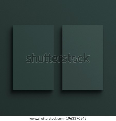 Blank green business card in front and rear view