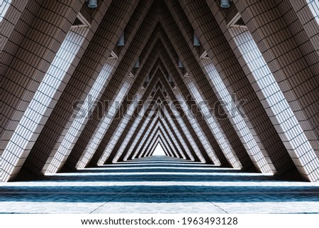 urban architecture tunnel , triangle shape   corridor - Royalty-Free Stock Photo #1963493128