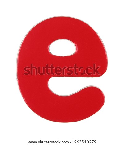 Lower case e magnetic letter on white with clipping path
