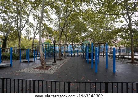 These are photos of a playground in Manhattan. 