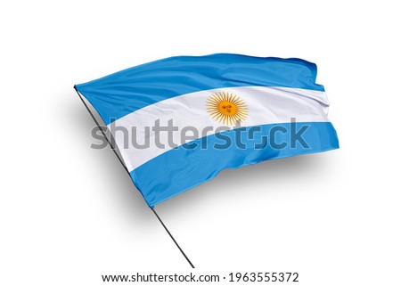 Argentina flag isolated on white background with clipping path. close up waving flag of Argentina. flag symbols of Argentina.